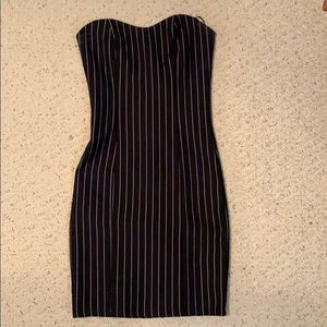 tight fitting black and white pinstriped dress!